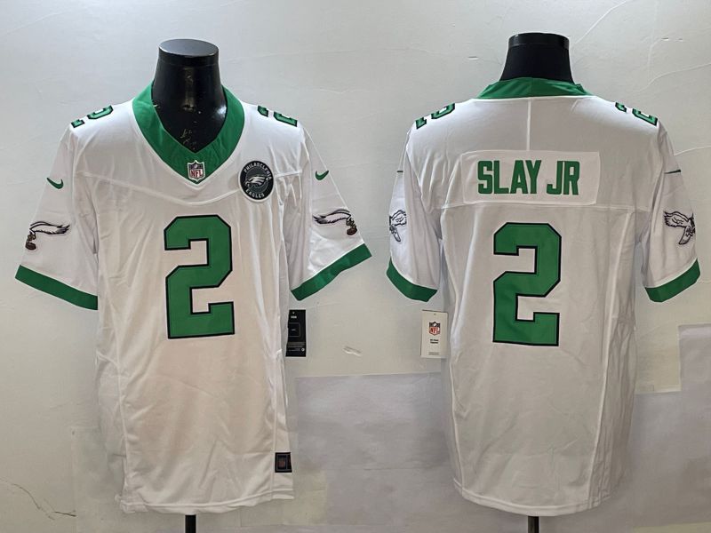 Men Philadelphia Eagles #2 Slay jr White Retro three generations 2025 Nike Vapor Limited NFL Jersey style 3
